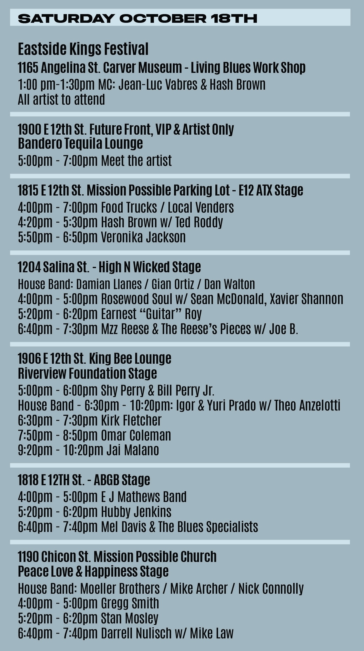 2025 Eastside Kings Fest Saturday Schedule